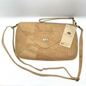 Montado Portuguese Cork Purse Cross Body Shoulder Eco Vegan 13" Magnetic Clasp